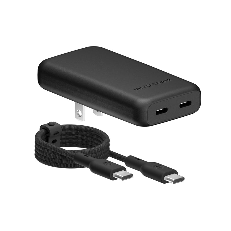 Black Fast Charging Set, Dual Port Wall Adapter + 6ft USB-C Cable photo 1