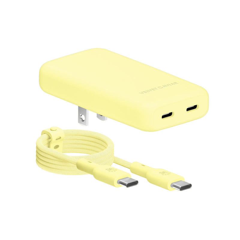 Butter Yellow Fast Charging Set, Dual Port Wall Adapter + 6ft USB-C Cable photo 1