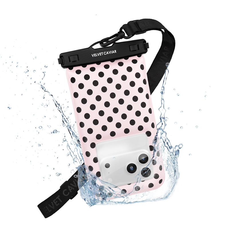Princess Pink Polka Dot Waterproof Floating Phone Pouch photo 1