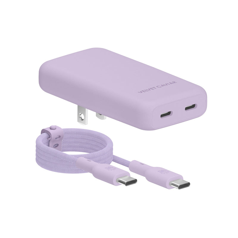 Soft Lilac Fast Charging Set, Dual Port Wall Adapter + 6ft USB-C Cable photo 1