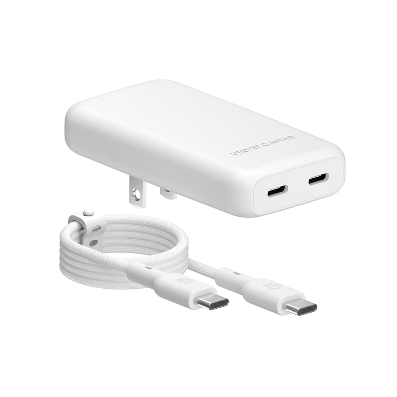 White Fast Charging Set, Dual Port Wall Adapter + 6ft USB-C Cable photo 1