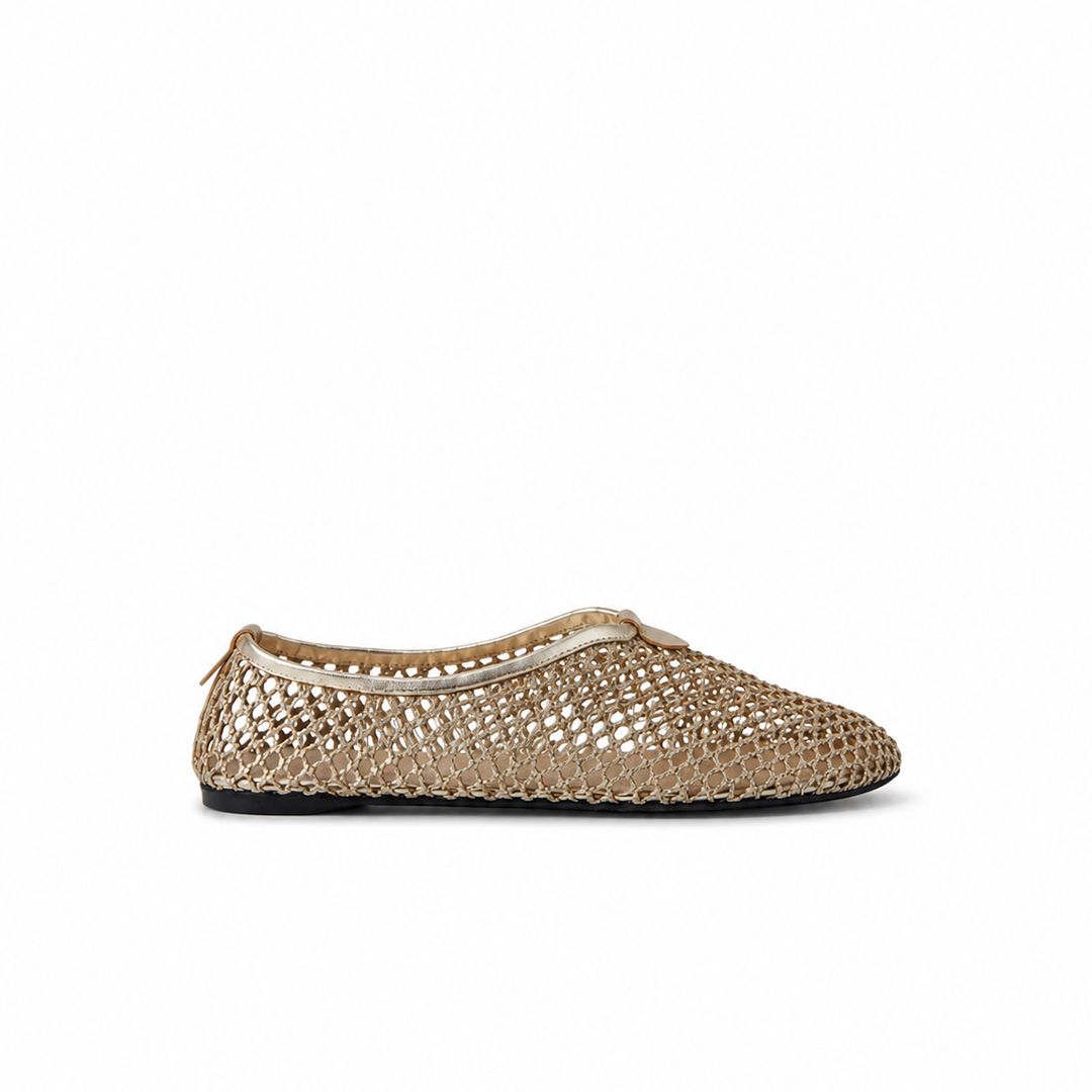 Loro Piana Flacher Slipper Floaty Damen - Rocher Gold/silver Dust