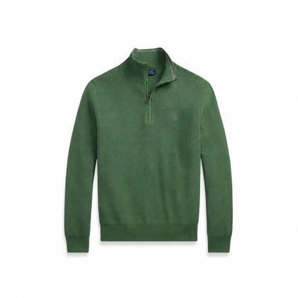 Ralph Lauren Mesh-Strick Baumwoll-Pullover Mit Viertel-Reißverschluss