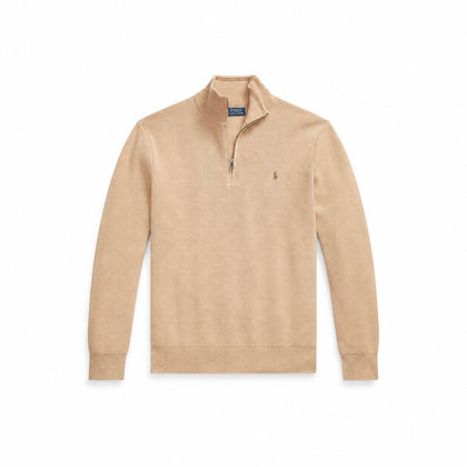 Ralph Lauren Mesh-Strick Baumwoll-Pullover Mit Viertel-Reißverschluss