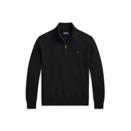 Ralph Lauren Mesh-Strick Baumwoll-Pullover Mit Viertel-Reißverschluss