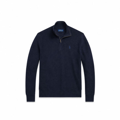 Ralph Lauren Mesh-Strick Baumwoll-Pullover Mit Viertel-Reißverschluss