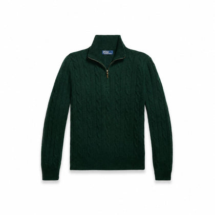 Ralph Lauren Kaschmir-Pullover Mit Zopfmuster Und Reißverschluss