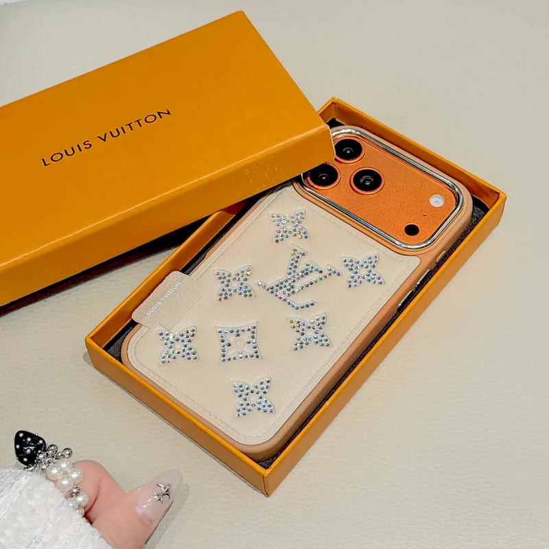 LV Rhinestone Monogram Phone Case for iPhone 13-17 / Pro / Pro Max