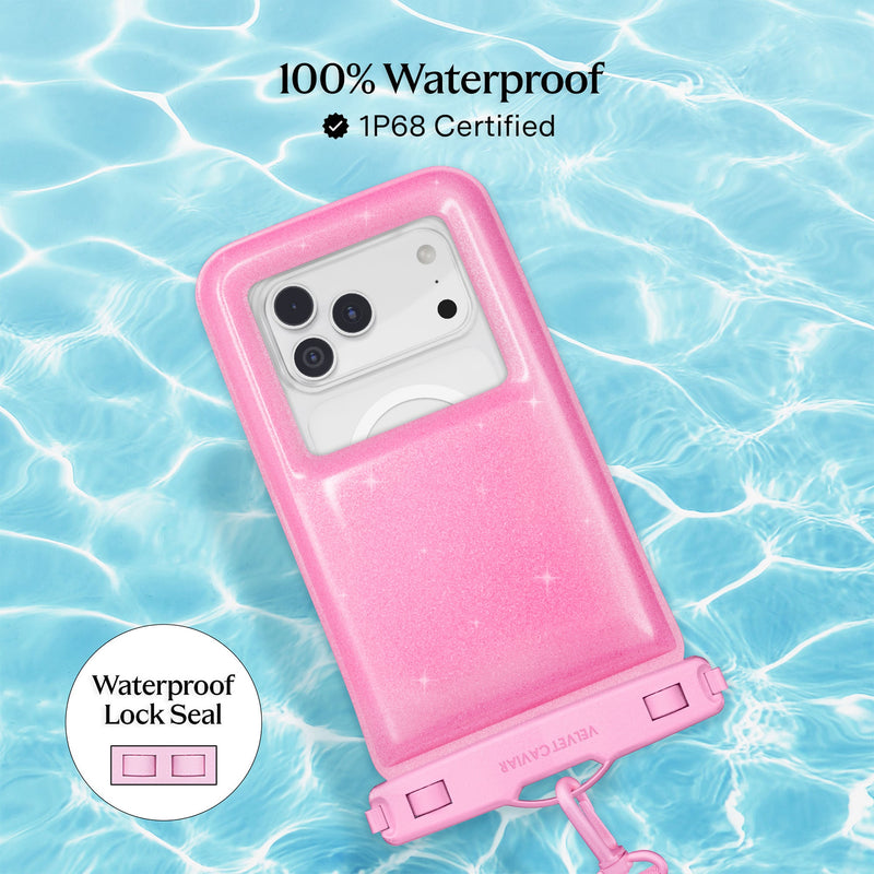 Pink Stardust Glitter Waterproof Floating Phone Pouch photo 3