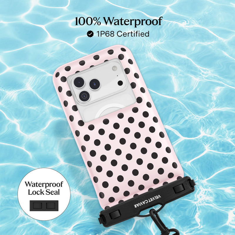 Princess Pink Polka Dot Waterproof Floating Phone Pouch photo 3