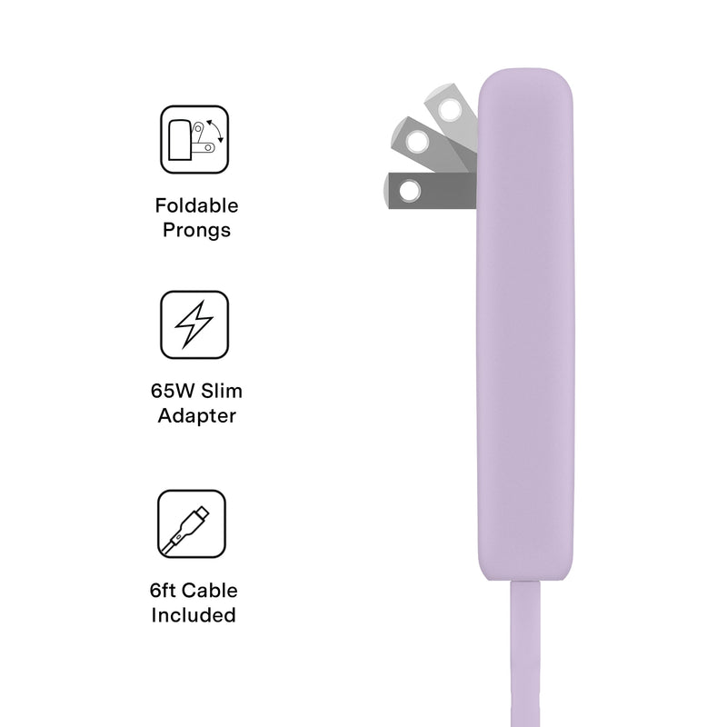 Soft Lilac Fast Charging Set, Dual Port Wall Adapter + 6ft USB-C Cable photo 3