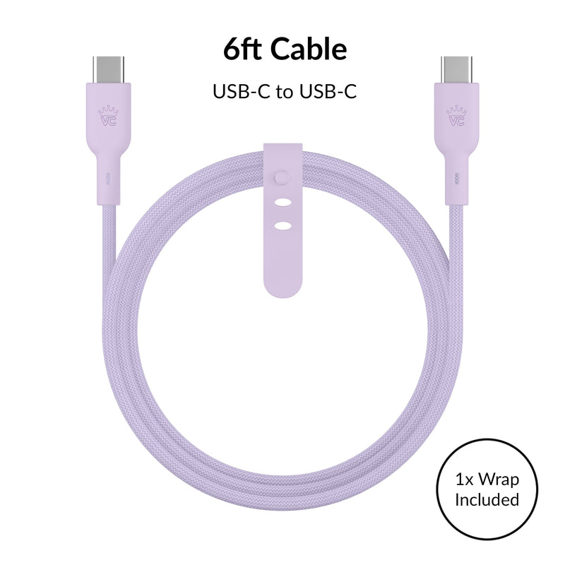 Soft Lilac Fast Charging Set, Dual Port Wall Adapter + 6ft USB-C Cable photo 5