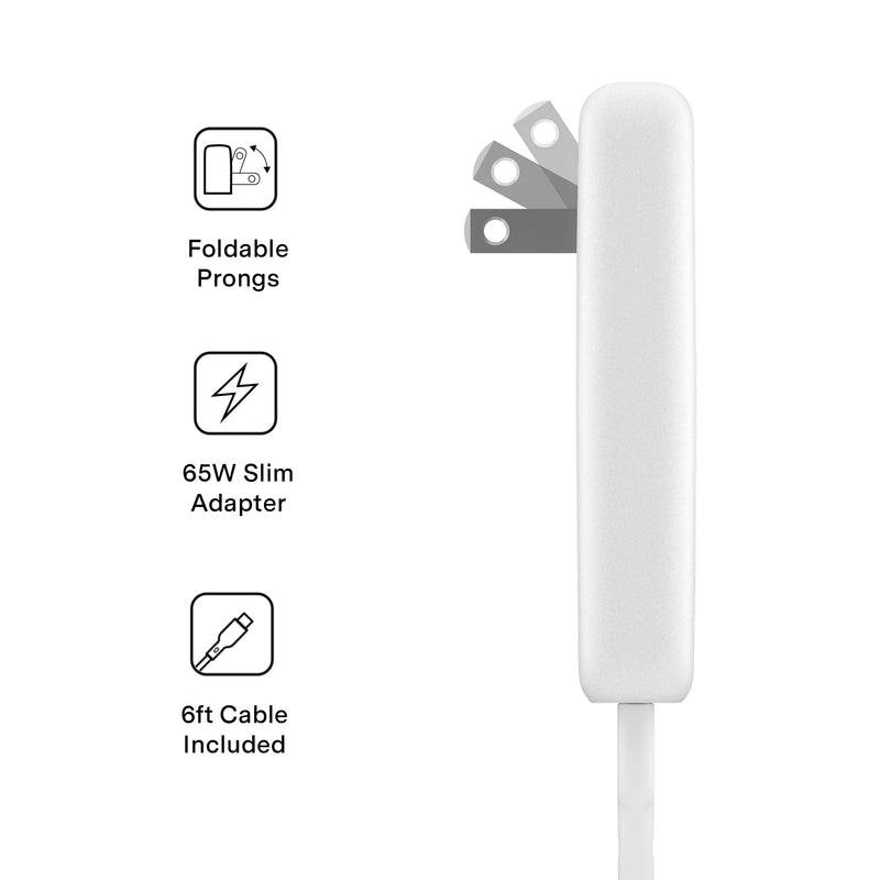 White Fast Charging Set, Dual Port Wall Adapter + 6ft USB-C Cable photo 3