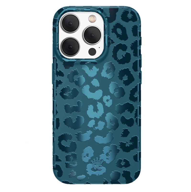 Metallic Navy Leopard iPhone Case