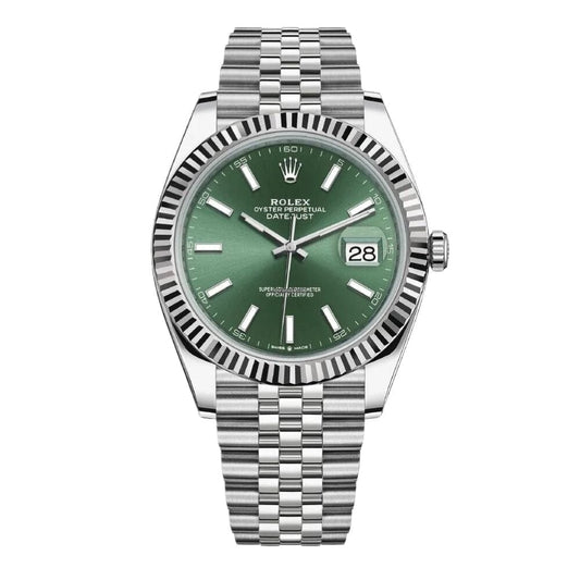 Rolex Datejust Grünes Zifferblatt Jubilee Armband 41mm
