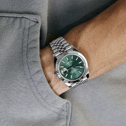 Rolex Datejust Grünes Zifferblatt Jubilee Armband 41mm