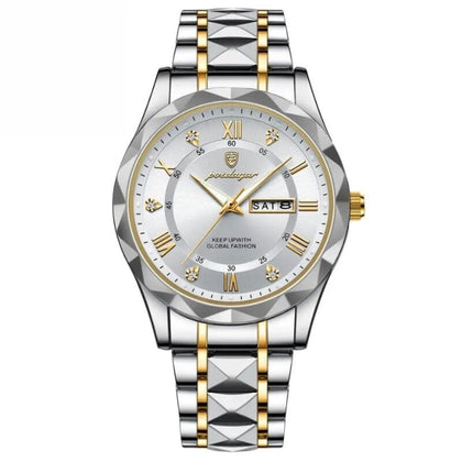 POEDAGAR Luminous Steel 40mm Herrenarmbanduhr - Wasserdicht | Edelstahl