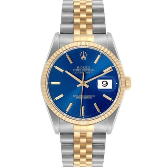 Rolex Datejust 16233 - Gold & Stahl Mit Blauem Zifferblatt 36mm