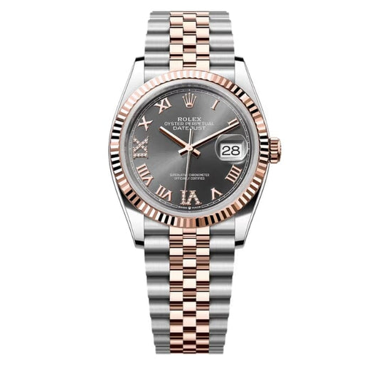 Rolex Datejust 126231 - Dunkel Rhodium Zifferblatt, Geriffelte Lünette, 36mm