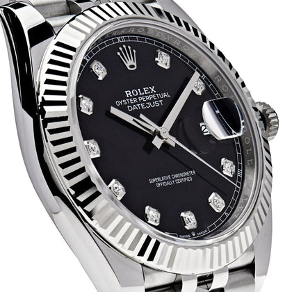 Rolex Datejust Diamant Schwarzes Zifferblatt Jubilee 41mm